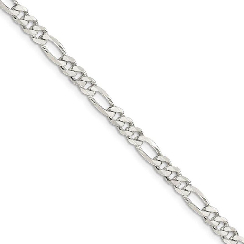 4.5mm Sterling Silver, Solid Figaro Chain Necklace, 18 Inch